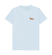 Load image into Gallery viewer, Sky Blue Dachshund Watercolour Print Organic Cotton T-Shirt
