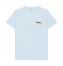 Load image into Gallery viewer, Sky Blue Dachshund Watercolour Print Organic Cotton T-Shirt