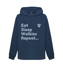 Load image into Gallery viewer, Navy Blue Eat Sleep Walkies Repeat Organic Hoodie