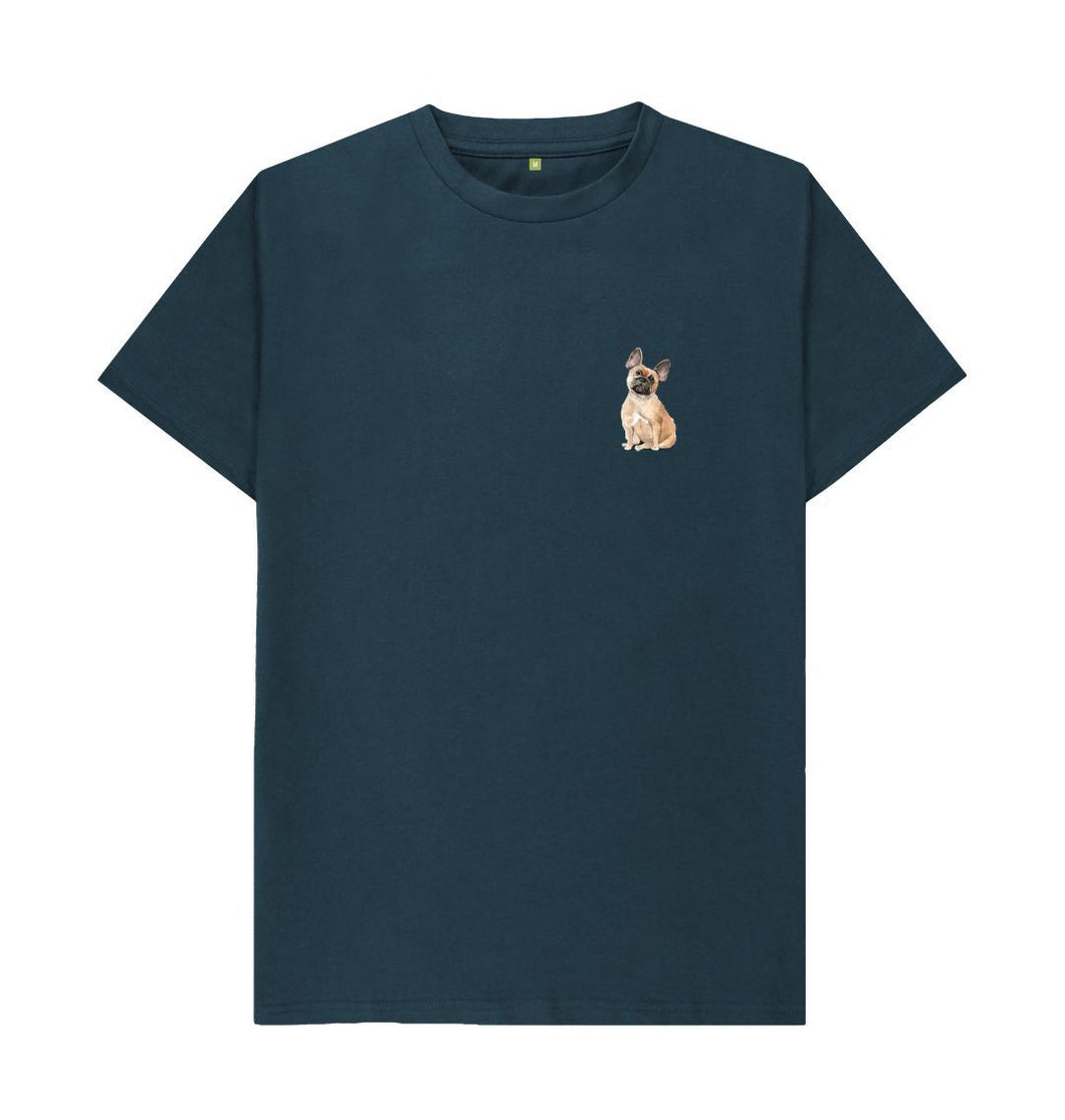 Denim Blue French Bulldog Print Organic Cotton T-Shirt