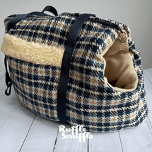 Load image into Gallery viewer, Blue Check Tweed Dog Carrier
