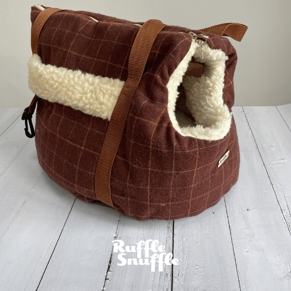 Brown Check Tweed Dog Carrier