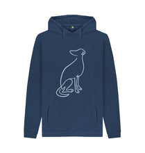 Load image into Gallery viewer, Navy Greyhound Line Art Mens Hoodie with Pockets
