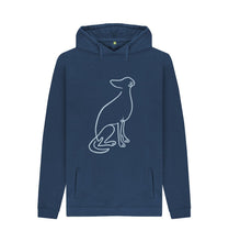Load image into Gallery viewer, Navy Greyhound Line Art Mens Hoodie with Pockets