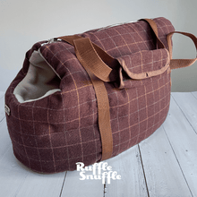 Load image into Gallery viewer, Brown Check Tweed Dog Carrier
