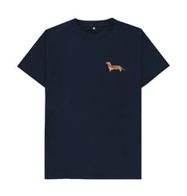 Load image into Gallery viewer, Navy Blue Dachshund Watercolour Print Organic Cotton T-Shirt