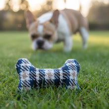 Load image into Gallery viewer, Tartan squeaky bones dog toy 5” x 4”
