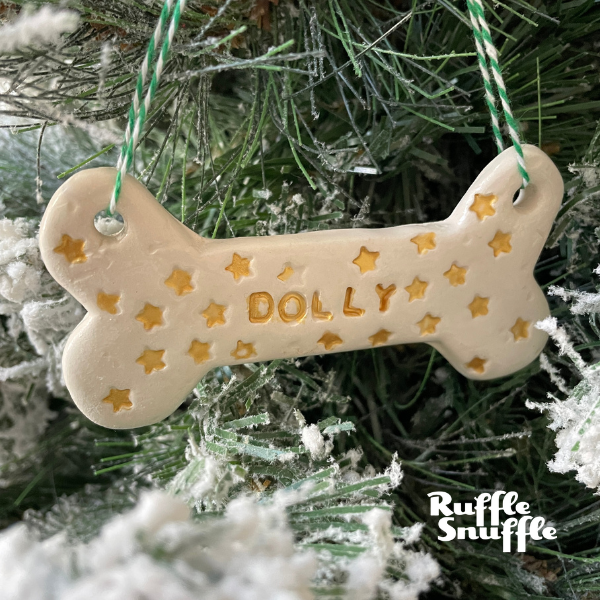 Personalised Dog Bone Xmas Ornament - Stars