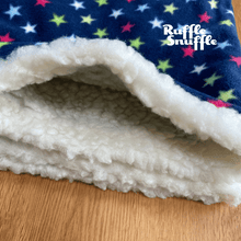 Load image into Gallery viewer, Navy with Stars and Cream Fur Snuggle Sack
