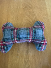 Load image into Gallery viewer, Tartan squeaky bones dog toy 5” x 4”
