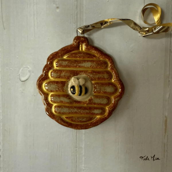 Flying Bee and Beehive Christmas Ornament