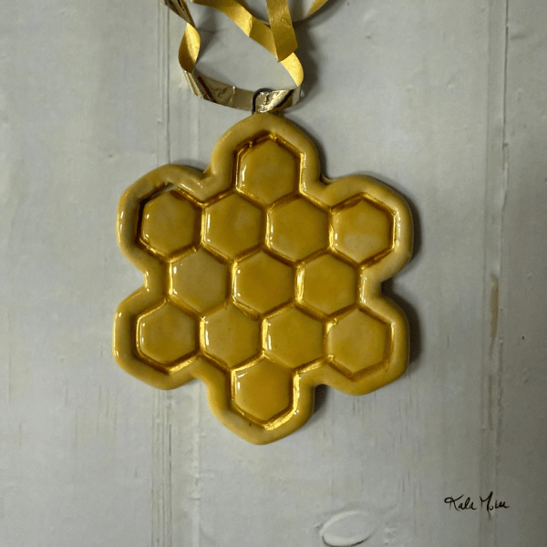 Golden Honeycomb Snowflake Christmas Ornament