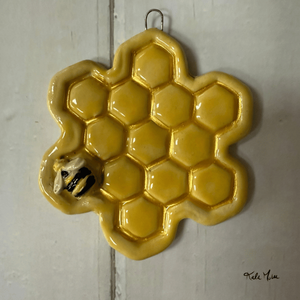 Bee and Golden Honeycomb Christmas Ornament