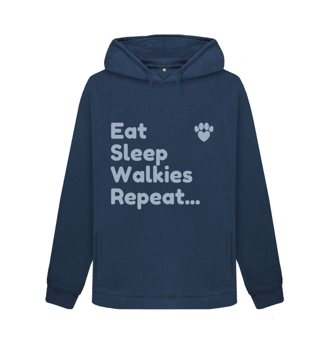 Navy Blue Eat Sleep Walkies Repeat Organic Hoodie