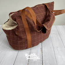 Load image into Gallery viewer, Brown Check Tweed Dog Carrier
