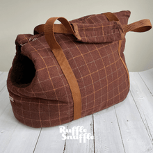 Load image into Gallery viewer, Brown Check Tweed Dog Carrier
