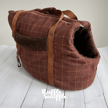 Load image into Gallery viewer, Brown Check Tweed Dog Carrier
