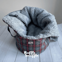 Load image into Gallery viewer, Grey and Red Check Tweed Dog Carrier
