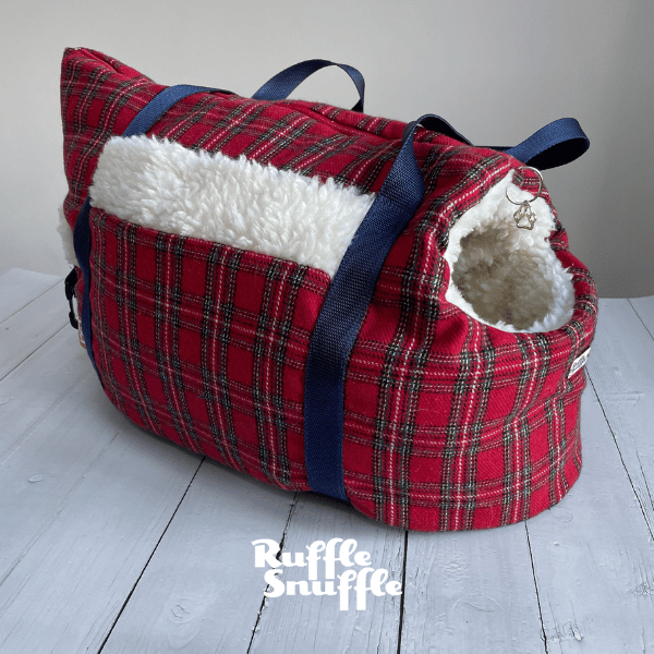 Red Tartan Tweed Dog Carrier