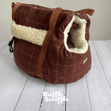 Load image into Gallery viewer, Brown Check Tweed Dog Carrier
