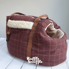 Load image into Gallery viewer, Brown Check Tweed Dog Carrier
