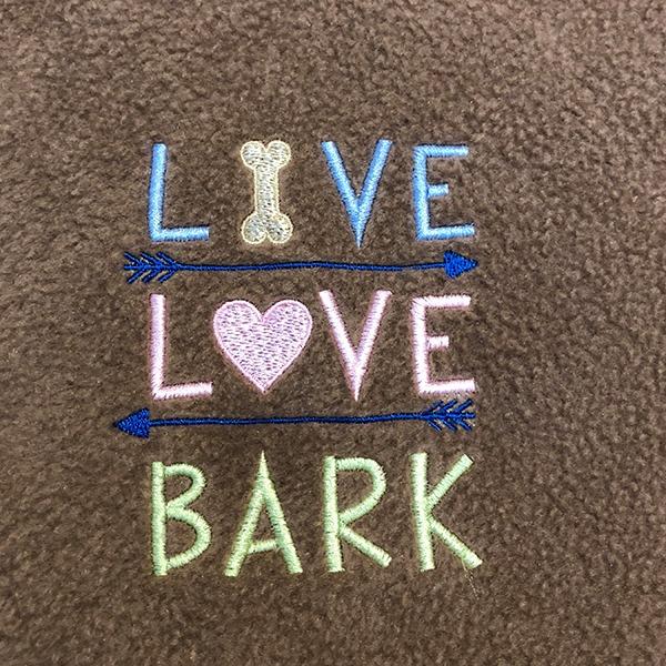 Live ! Love ! Bark! Fleece Dog Blanket - snuffle mat by Ruffle Snuffle