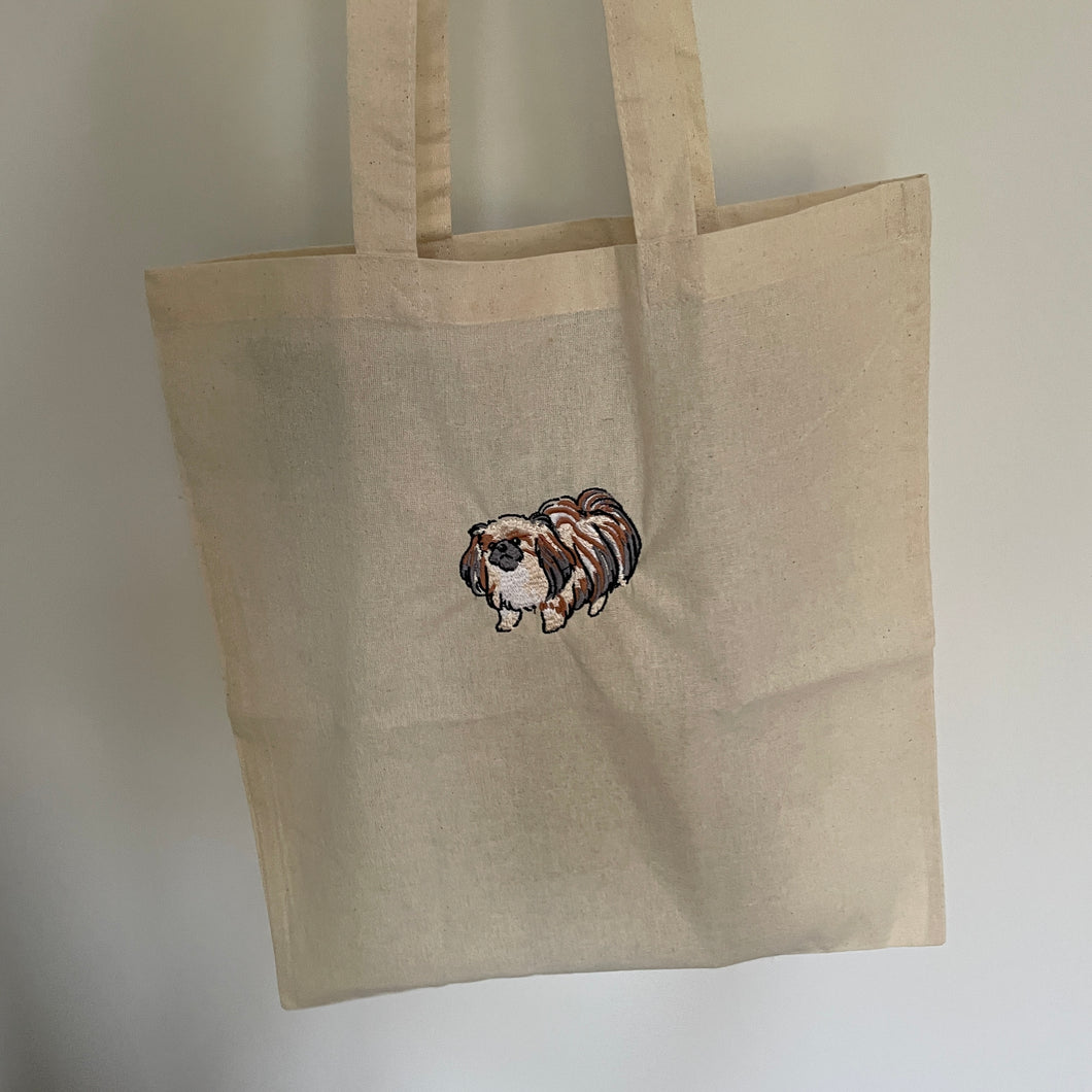 Pekingese Embroidered Tote Bag