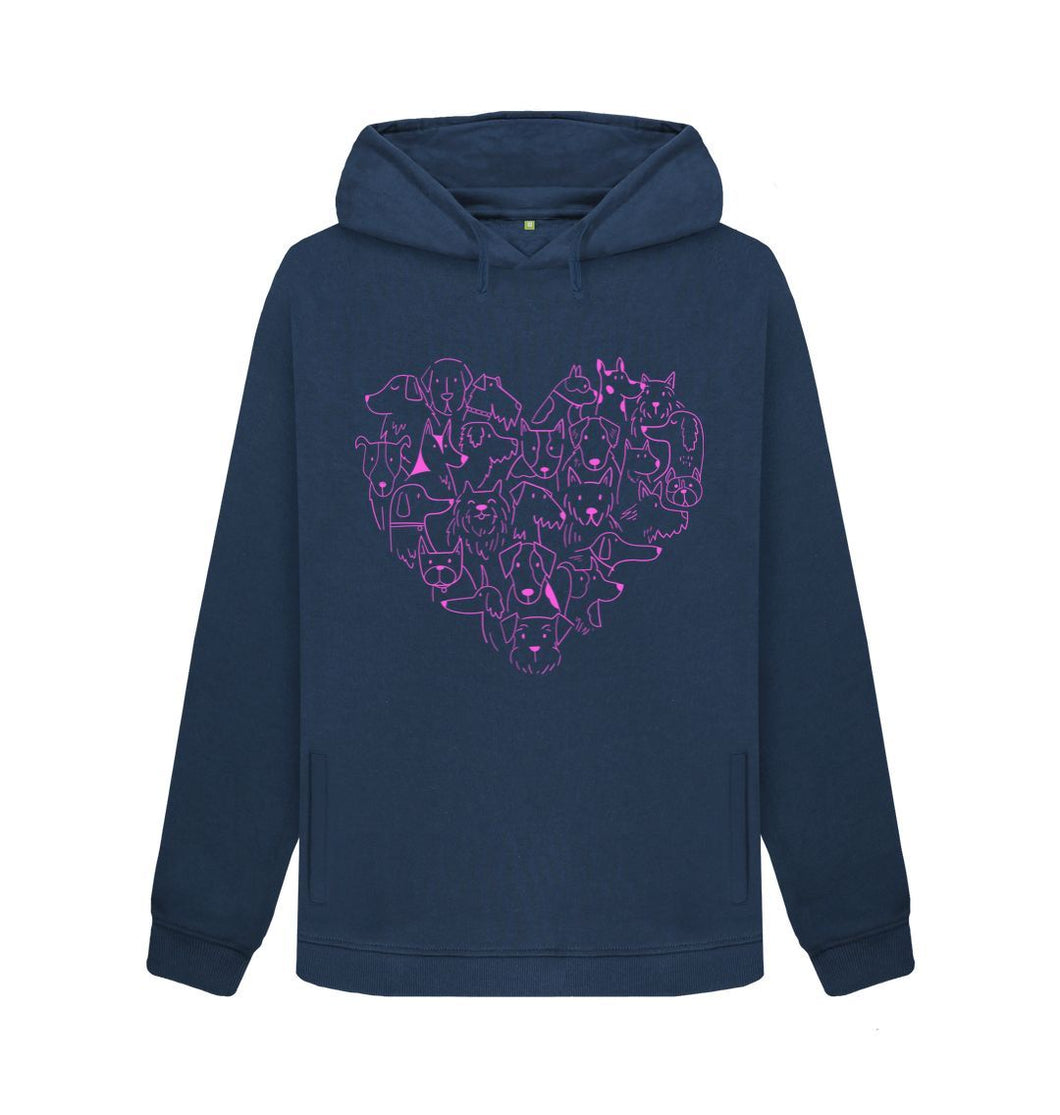 Navy Blue For The Love of Dogs | Organic Cotton Women's Hoodie